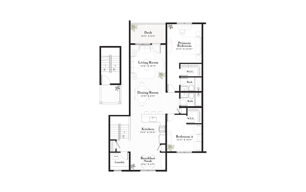 Eastham - 2 bedroom floorplan layout with 2 baths and 2655 square feet. (Floor 2)