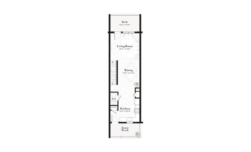 Hyannis - 1 bedroom floorplan layout with 1.5 bathroom and 2032 square feet