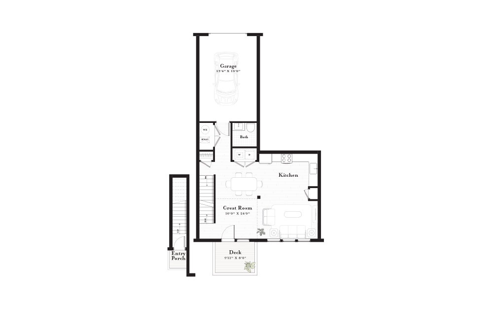 Monomy - 3 bedroom floorplan layout with 2.5 bathrooms and 2195 square feet (Floor 1)