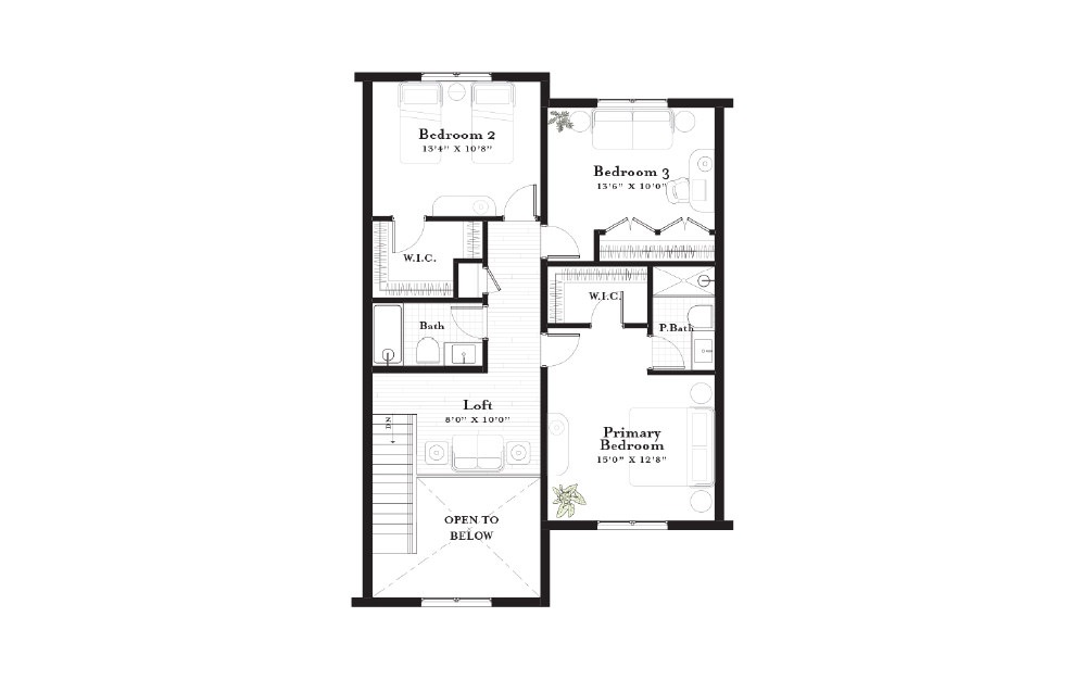 Monomy - 3 bedroom floorplan layout with 2.5 baths and 2195 square feet. (Floor 2)