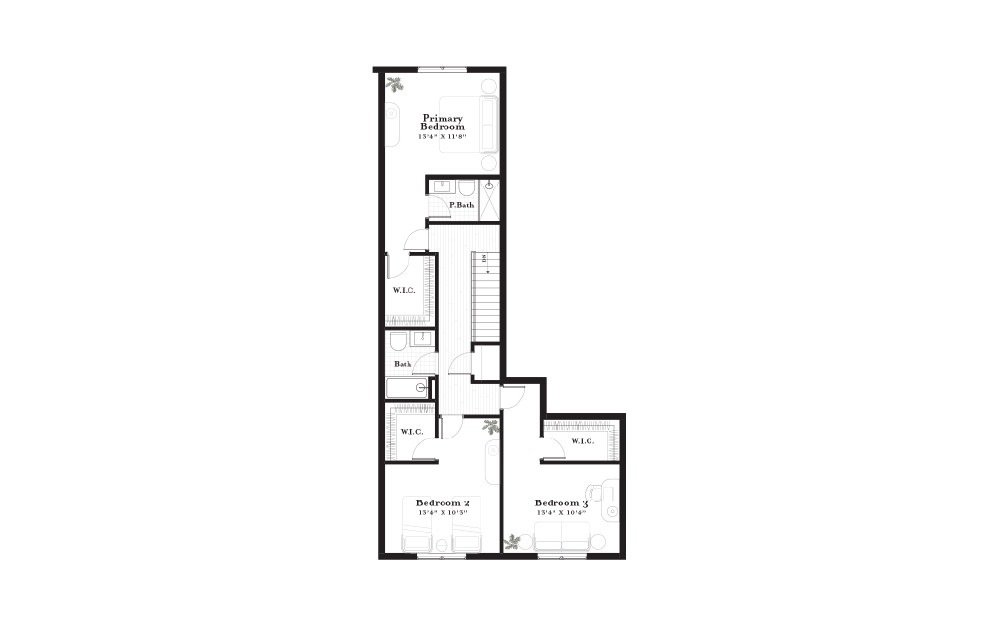 Tisbury - 3 bedroom floorplan layout with 2.5 baths and 2572 square feet. (Floor 3)