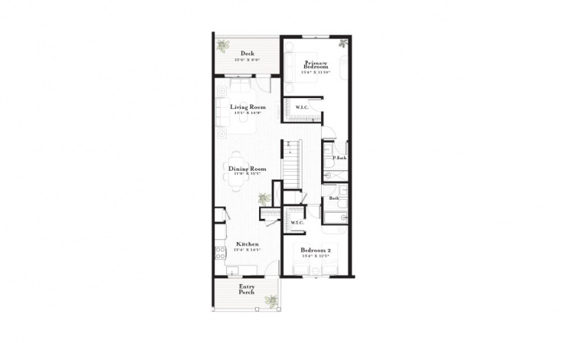 Truro - 2 bedroom floorplan layout with 2 bathrooms and 2207 square feet