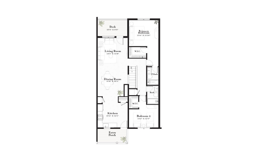 Truro - 2 bedroom floorplan layout with 2 baths and 2207 square feet. (Floor 2)